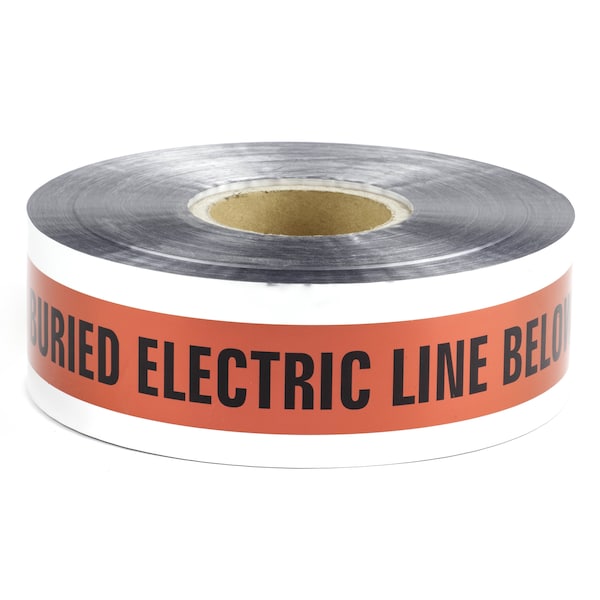 Dottie Detectable Warning Tape, Caution Buried Electric Line Below, Red, Foil Bonded Polyethylene DU01 - main
